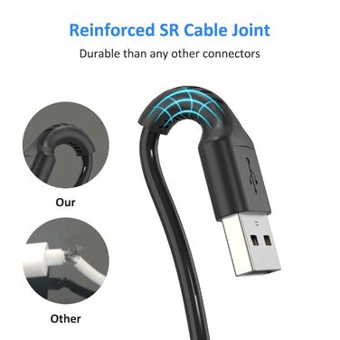 USB-C кабель короткий 20 см (5 шт) Type-C 3A для Samsung Galaxy, Huawei, OnePlus - Чорний
