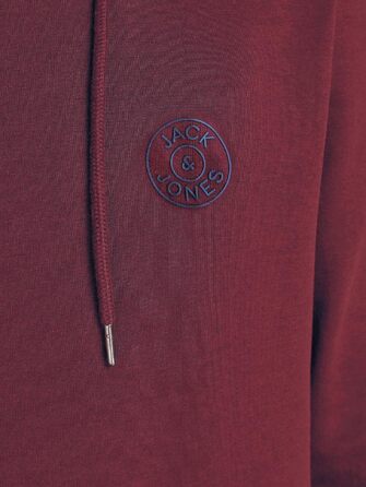 Чоловічий худі з капюшоном JACK & JONES Jjebasic ogo Sweat Hood Noos, червоний (Port Royale), розмір 3XL