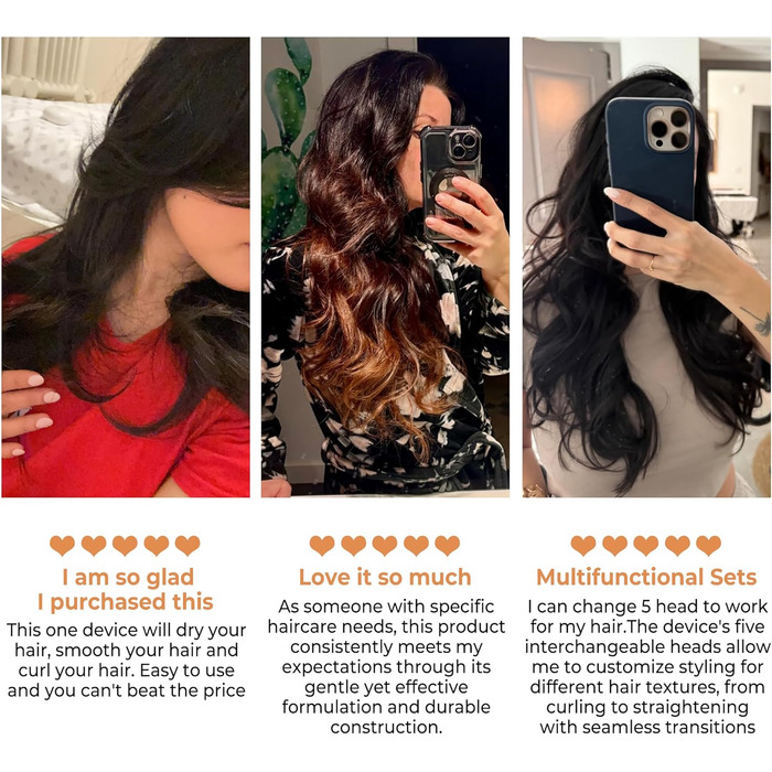 Набір для укладки волосся 5 в 1 Haarstyler: фен, круглі щітки, плойка для локонів, термощітка. Ідеально для випрямлення, сушіння, створення об'єму та локонів.