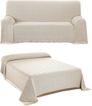 Daybed Cover - Living Room Blanket made of Cotton, Practical Throw as a Sofa Blanket or Couch Blanket - Bed Throw Blanket - High-Quality Bedspread in Beige, 180 x 260 cm