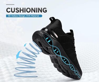 Черевики робочі з металевим підноском LARNMERN для чоловіків та жінок. Легкі, комфортні, кольорові, розмір 42.5 EU, чорний.