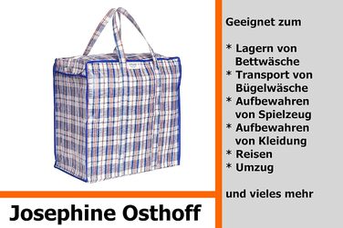 Josephine Osthoff Unisex Heavy-Duty Waterproof Storage Bags, Durable & Versatile, With Zipper for Moving & Shopping, 75L Capacity, Up to 20 kg Load Capacity, Black, Pack of 9 (9 Pieces Blue)