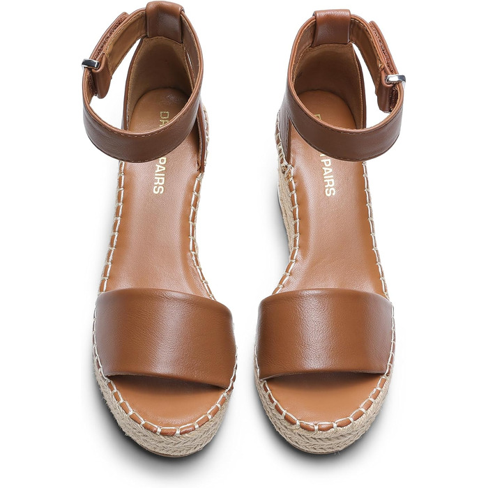 Босоніжки жіночі DREAM PAIRS на танкетці Espadrilles з ремінцем на щиколотку, коричневі (36.5 EU)