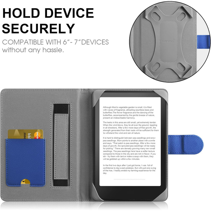 Чохол для електронного читача 6-7 дюймів: Pocketbook, Tolino, Sony, Kindle, Kobo. Захисний чохол з екошкіри, зелений (блакитний)