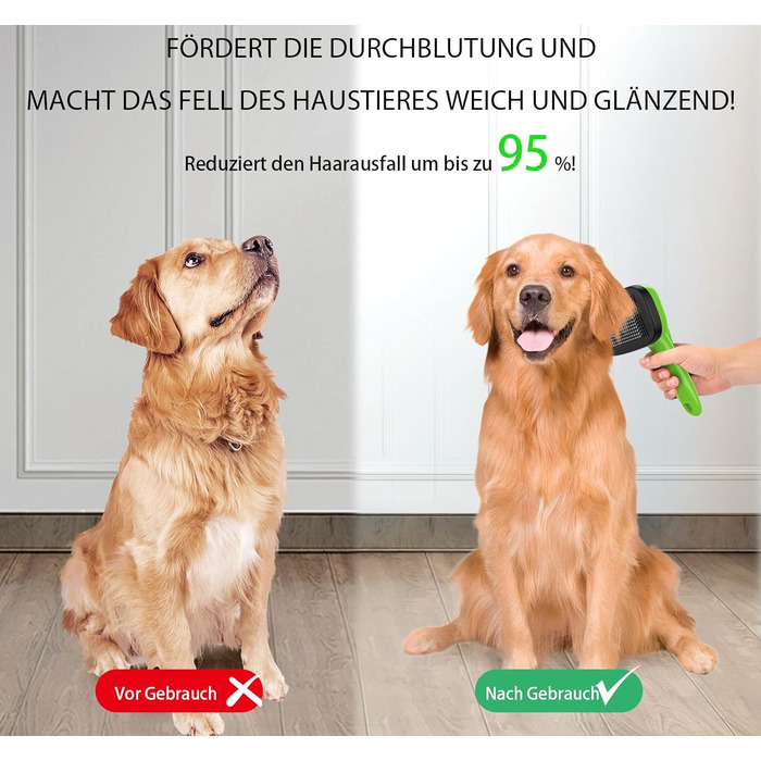 Щітка для собак і котів - самоочисна, легка в очищенні, зменшує випадання шерсті, видаляє волосся, для тварин з довгим та коротким хутром, зелена