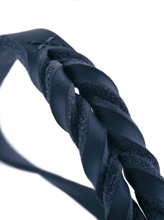 HUNTER Dressurhalsung SOLID EDUCATION: Нашийник для конкурного верхового лицемірювання, міцне шкіряне плетіння, з кільцем-остановкою, Made in Germany, темно-синій, розмір M-L