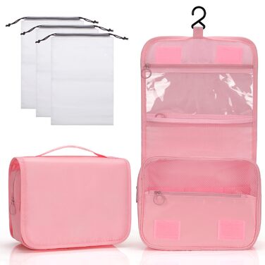 Зівакат Косметичка для підвішування, водонепроникна, з ручкою, для подорожей, спорту та кемпінгу (Рожева)