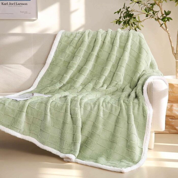 Плед Gracelife Sherpa з м'якого флісу, великий, теплий, 150 x 200 см (80'*90', світло-сірий)