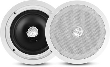 Вбудовані стельові Bluetooth-колонки Pyle 300W, 20 см, 2-смугові, низькопрофільний сабвуфер, частотний діапазон 55Гц–22кГц, легкий монтаж