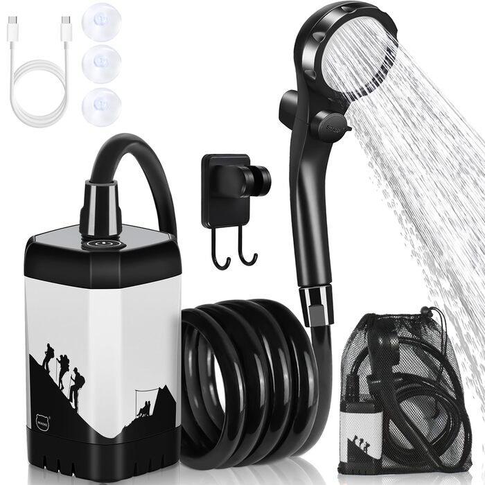 Портативна електродушова система Miaoke для кемпінгу, 7800 mAh, з цифровим дисплеєм та регулюванням температури