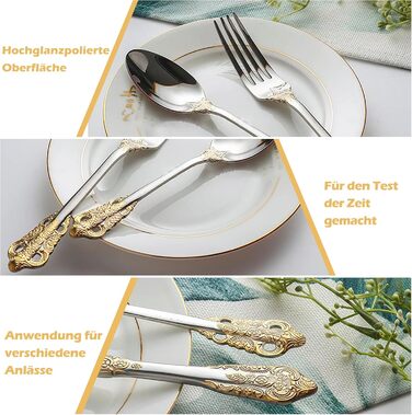 Набір столових приборів Prächtiges Barock 20 предметів з нержавіючої сталі 18/10 (золото-срібло) в подарунковій коробці - виделки, ложки, ножі