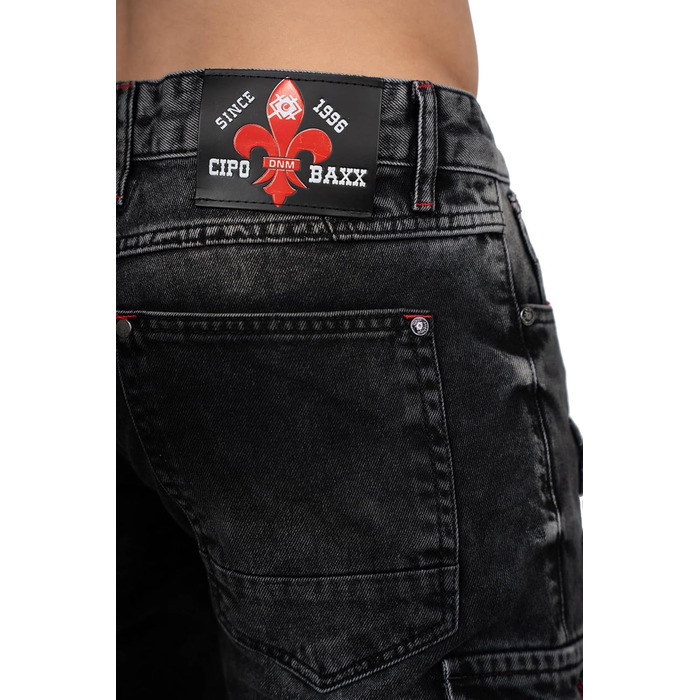 Чоловічі джинси Cipo & Baxx в стилі байкер – Regular Fit або Slim Fit | Чорний денім з потертостями, декоративними швами, блискавками та кишенями | Стильні повсякденні джинси з деніму (31W / 32L)