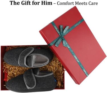 Тапочки чоловічі TIESTRA з термопресом для діабетиків, широка стопа, з підошвою з memory foam, чорні, розмір 41-47 (EU 45)