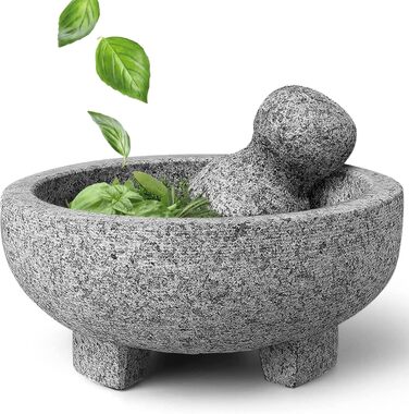 М'ясорубка та товкач Molcajete, 20,3 см, граніт, для спецій, сальси, трав, ручний подрібнювач