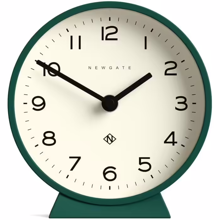 NEWGATE® M Silent Mantel Clock - 'No Ticking' - A Modern Mantel Clock - Small Clock - Mantel Clocks - Minimalist Dial - (Eden Green)