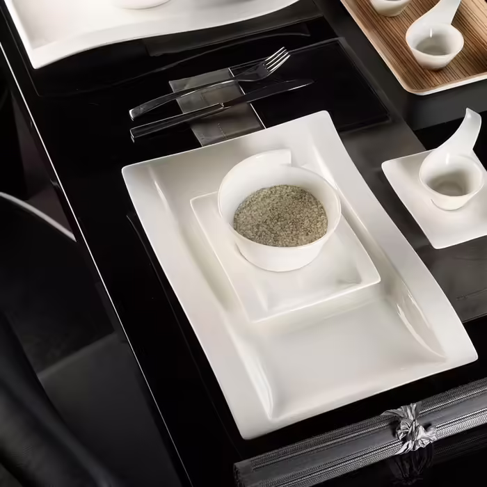 Тарілка Villeroy & Boch New Wave, прямокутна, порцелянова, біла, 37x25 см, набір 4 шт.