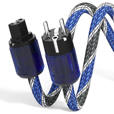 Hi-Fi мережевий кабель Monosaudio P037 1.5м, мідний екран OFC, 2-полюсний High-End кабель живлення AC з вилкою EU Schuko та роз'ємом IEC C15 для підсилювача, DVD, сабвуфера та декодера