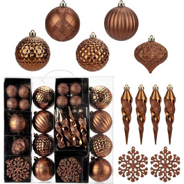 50 шт. прикраси на ялинку: сині ялинкові кулі, ударостійкі, для ялинки, декор, (мідно-бронзові)