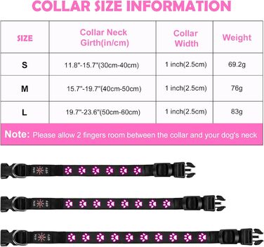 Світловідбиваючий нашийник для собак AUAUY з LED підсвіткою, USB-зарядка, водонепроникний, регульований, для малих, середніх та великих собак, 6 кольорів, Colorful S (30-40 см)