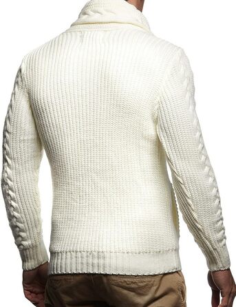 Чоловічий светр Leif Nelson з коміром-шарфом, модель LN7080, великий в'язання, чорний худі-светр, розмір XL, колір Екру