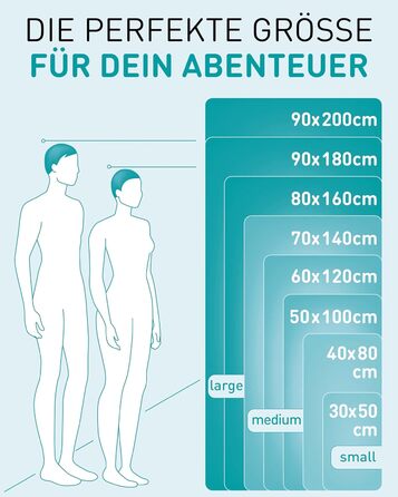 Рушник з мікрофібри Fit-Flip - компактний, легкий, швидковисихаючий - для подорожей, спорту, пляжу - великий, 50x30 см та 100x50 см (Petrol Blue)