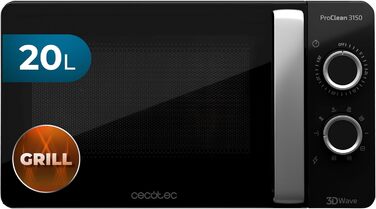 Мікрохвильова піч Cecotec Pro Clean 3150 з кварцовим грилем, 20 л, 700 Вт, срібна, з функцією Ready2Clean