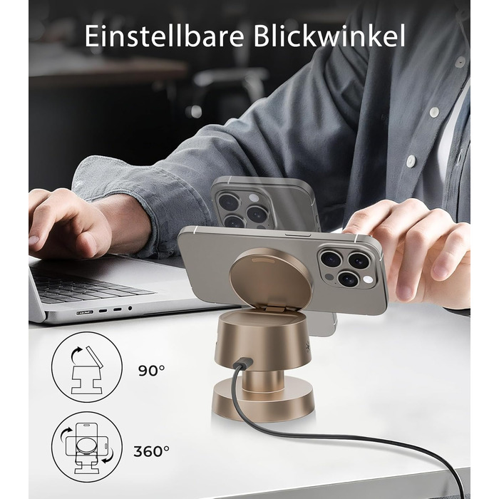 База для бездротової зарядки 4-в-1 для iPhone 17/16/15/14 Pro Max з нічним світлом, сумісна з Apple Watch та AirPods (Золота)