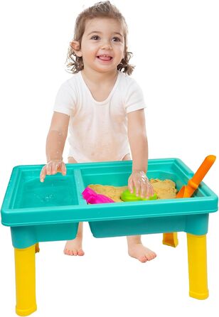 Playgro Sand and Water Table Outdoor Toy – Toddler Activity Table Sandbox Toy Sensory Table Summer Toy Beach Table 5-Piece Accessory Set for Baby Kids Girls Boys