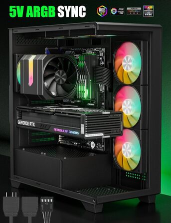 upHere Охолоджувач процесора up2KC8 з RGB підсвічуванням, подвійна вежа, 8 теплових трубок, 120мм вентилятор, сумісний з AMD AM4/AM5 та Intel 2011/2066