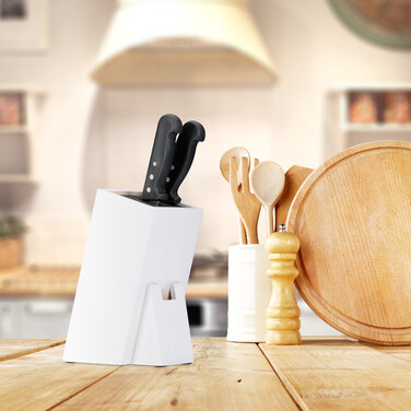 Relaxdays Unassembled Knife Block with Bristles, White