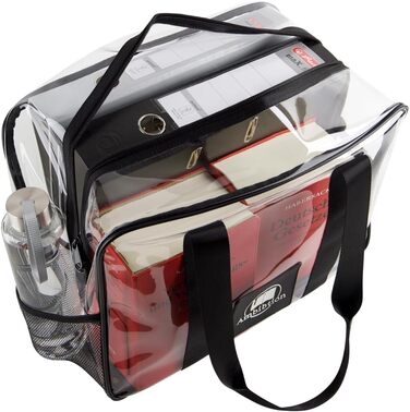 Ambition - Transparent document bag for legal texts, textbooks, folders, laptop; Durable bag for library, stadium, airport, beach
