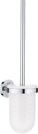 Essentials Toilet Brush Set & BAU Cosmopolitan Toilet Paper Holder (Material: Metal, concealed mounting, for drilling or gluing), Chrome, 40457001, Small
