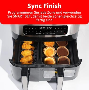 Фритюрниця TOKIT з подвійним зондом, 2800 Вт, 10 л, 12 програм, з вікном, без олії, 2 ящики, LED-touchscreen, 90% менше жиру