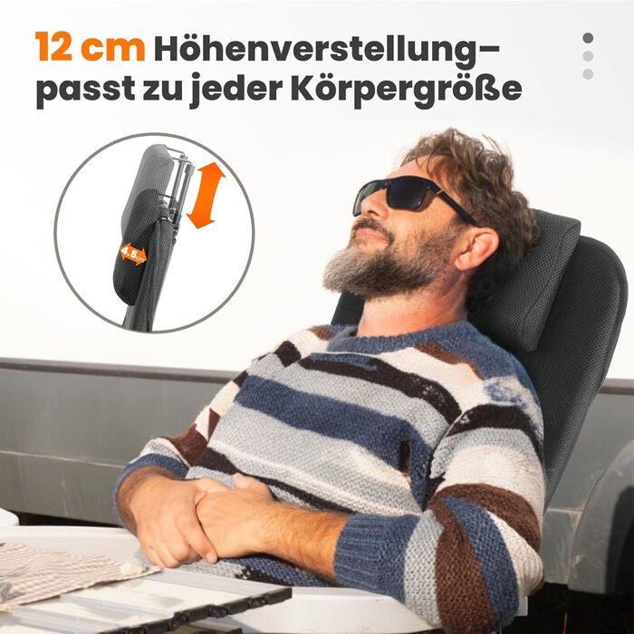 Крісло для кемпінгу Homecall складне, 150 кг, для саду, балкону, риболовлі, чорне. Регульована спинка, з підлокітниками.