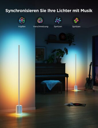 LED-лампа Govee RGBIC 152 см - диммування, 1725 люмен, керування Matter, музичний режим, для дому, спальні, ігрової кімнати (сірий)