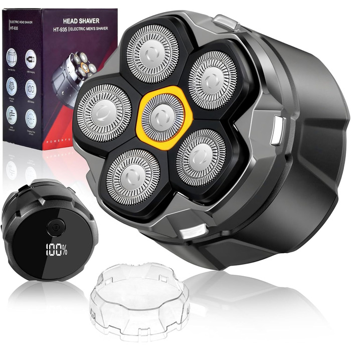 Електричний гостростример для голови чоловічий з LED-дисплеєм, водонепроникний, 6D гнучкий, з плаваючою головкою, для сухого та вологого гоління