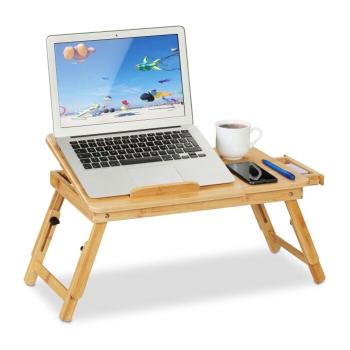 Relaxdays Folding Laptop Table made of Bamboo
