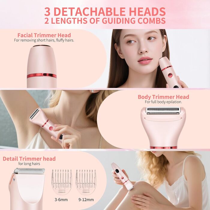 Електричний жіночий триммер Cozary 3-в-1: для бікіні, тіла, носа. Водонепроникний, з LCD-дисплеєм