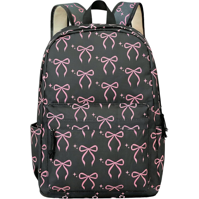 Жіночий рюкзак для ноутбука, шкільний рюкзак, легкий та стильний, чорний/рожевий