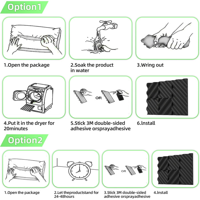 Акустичний поролон Foneso для звукоізоляції, панелі-поглиначі шуму 30x30x5 см, висока щільність 25кг/м³, хвилястий візерунок, чорний (8 шт.) для студії, офісу та кімнати запису