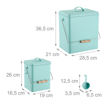 Relaxdays Turquoise Feed Box - Set of 2