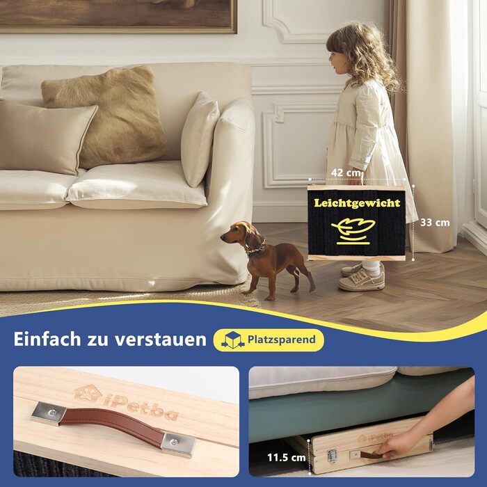 Східці для собак на ліжко та диван – щадні до суглобів, антиковзні, складні, регульовані, портативні, до 16 кг/20 кг