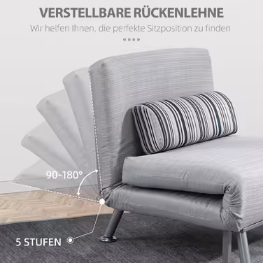 HOMCOM Folding Bed, Sleeper Chair & Guest Bed, Foldable Sofa Bed, Metal, Grey, 75x70x75cm | Aosom