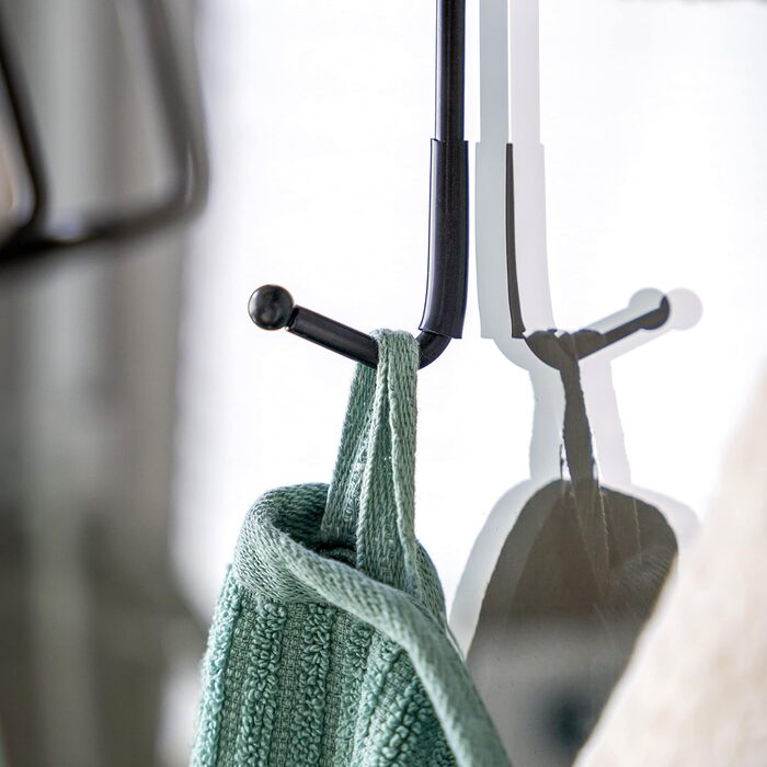 Bremermann Shower Shelf, 3 Tiers, for Hanging, with Removable Hook and Four Fixed Hooks, Black