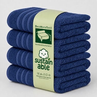 Набір рушників DecoHomeTextil Eco (6 шт.), махрові, екологічні та гігроскопічні, сині (4 шт. 70x140 см, 2 шт. 50x100 см)