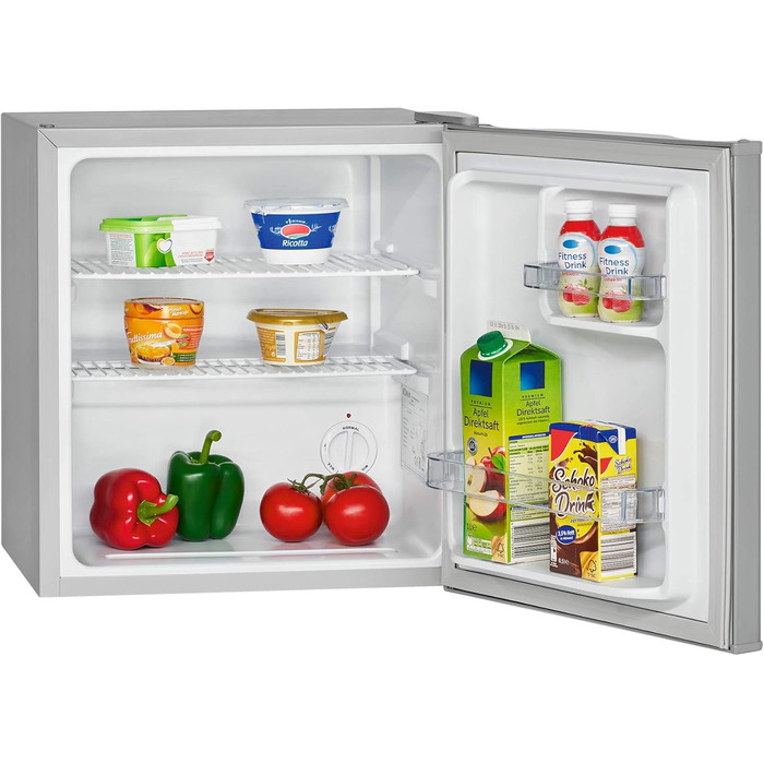 Міні-холодильник Bomann® 42 літри | Холодильник для напоїв для офісу, кемпінгу та геймінгу | Тихий, 39 дБ | Мінібар з можливістю зміни напрямку відкривання дверцят | 51x45x45 см | KB 7346 inox