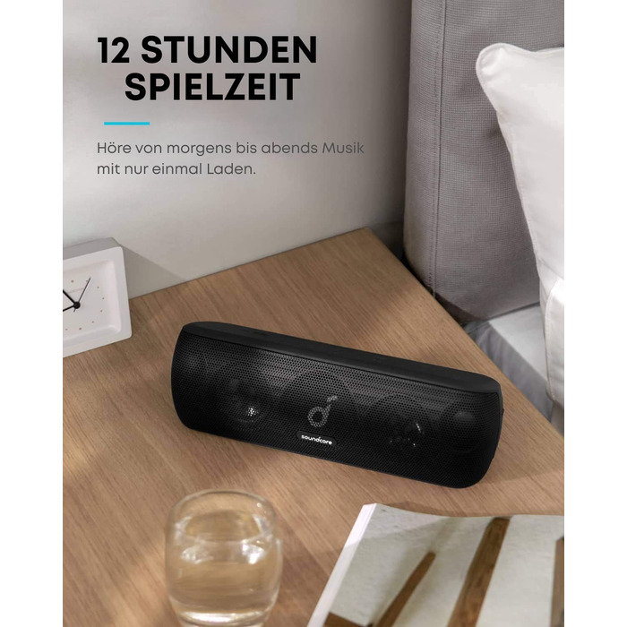 Soundcore Motion+ Портативна Bluetooth Колонка HiFi 30W, Глибокий Бас, IPX7, 12h, USB-C, App, Чорний