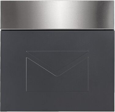 Поштовий ящик Verda з газетницею, нержавіюча сталь, антрацит, 37x37x11 см, з вікном, ключами та табличкою для імені - сучасний вуличний поштовий ящик