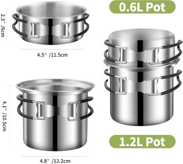 Набір кухонного посуду для кемпінгу з нержавіючої сталі, набір для приготування їжі в походах, міні-плита для кемпінгу, походів, пікніків та трекінгу