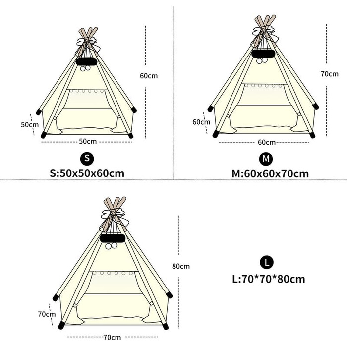 Зручне собаче намет Tipi з плюшевим матрацом, 50x50x60 см, темно-сірий